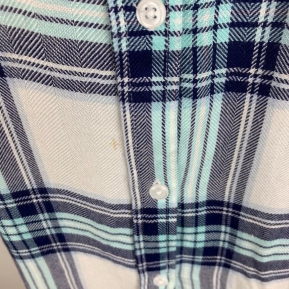 Rails Plaid Button Down ShortSleeve Top Blue White - Picture 4 of 5